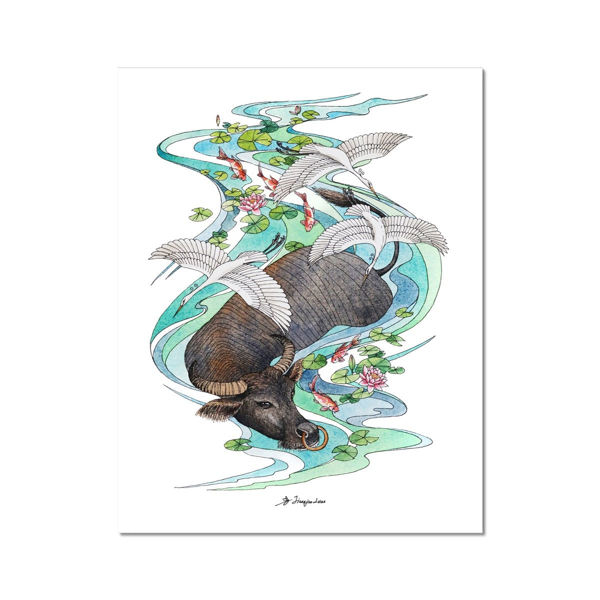 Chinese Zodiac Sign - Ox Fine Art Print – JQ Watercolor