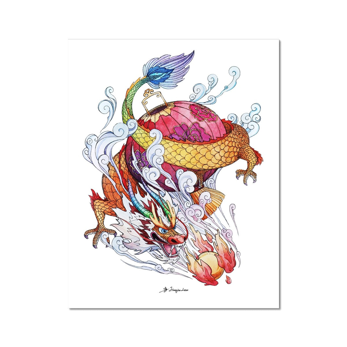 Chinese Zodiac Sign - Dragon Fine Art Print – JQ Watercolor, image size:1200x1200
