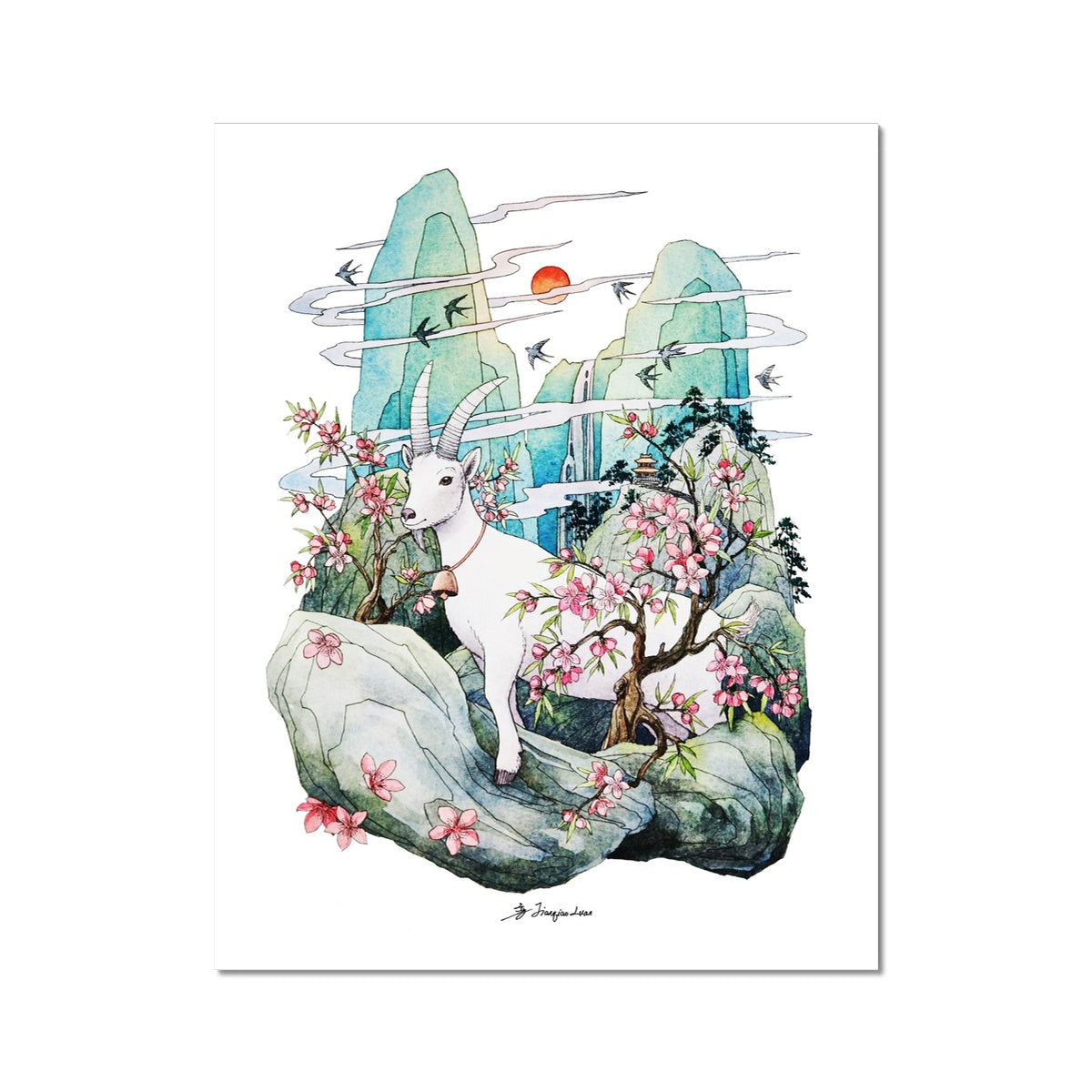 Chinese Zodiac Sign - Goat Fine Art Print – JQ Watercolor