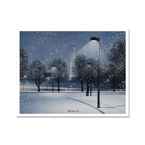 Liberty Memorial Tower and A Snowy Night Fine Art Print