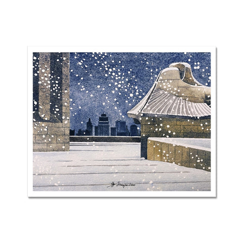 National WWI Museum and Memorial with Snow - Ukiyo-e Style Fine Art Print